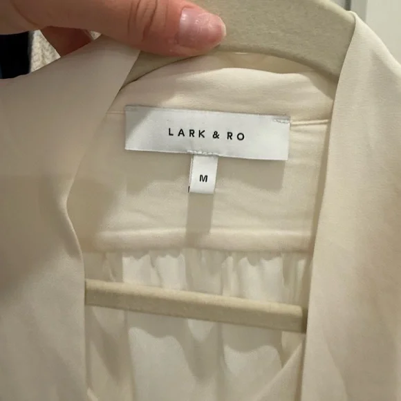 Lark & Ro Cream Tie Front Blouse with Relaxed Fit - Picture 2 of 2